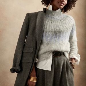 Angora Fairisle Sweater Blue/Gray Petite M